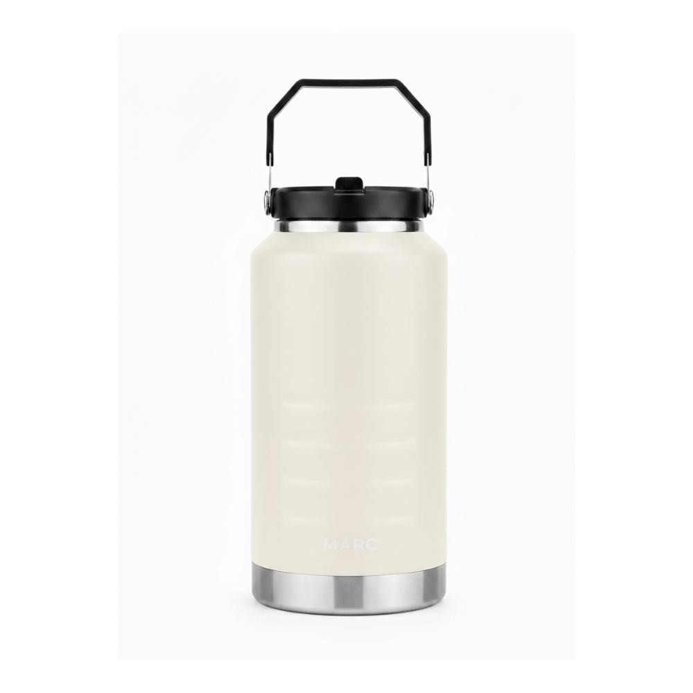 67oz Large Vacuum Insulated Water Bottle 2000mL Stainless Steel Flask 24 Hour Cold & Hot Thermal Jug for Camping, Hiking & Work (Off-White)