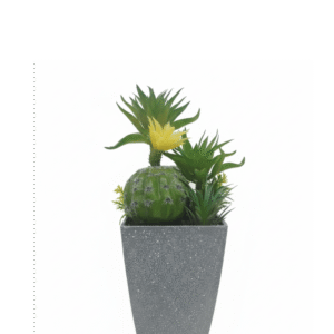 Artificial Cactus in Pot with Yellow Flower – Faux Succulent Decor