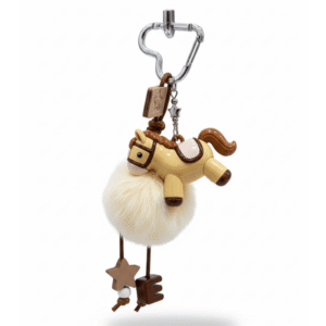 Cute Fluffy Pony Keychain with Pom Pom & Star Charm – Bag Accessory