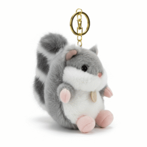 Cute Plush Squirrel Keychain – Soft Faux Fur Animal for Bag Charm for Backpacks & Keys