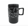 "With You Forever" Floral Ceramic Travel Mug Insulated Coffee Cup ( Black)