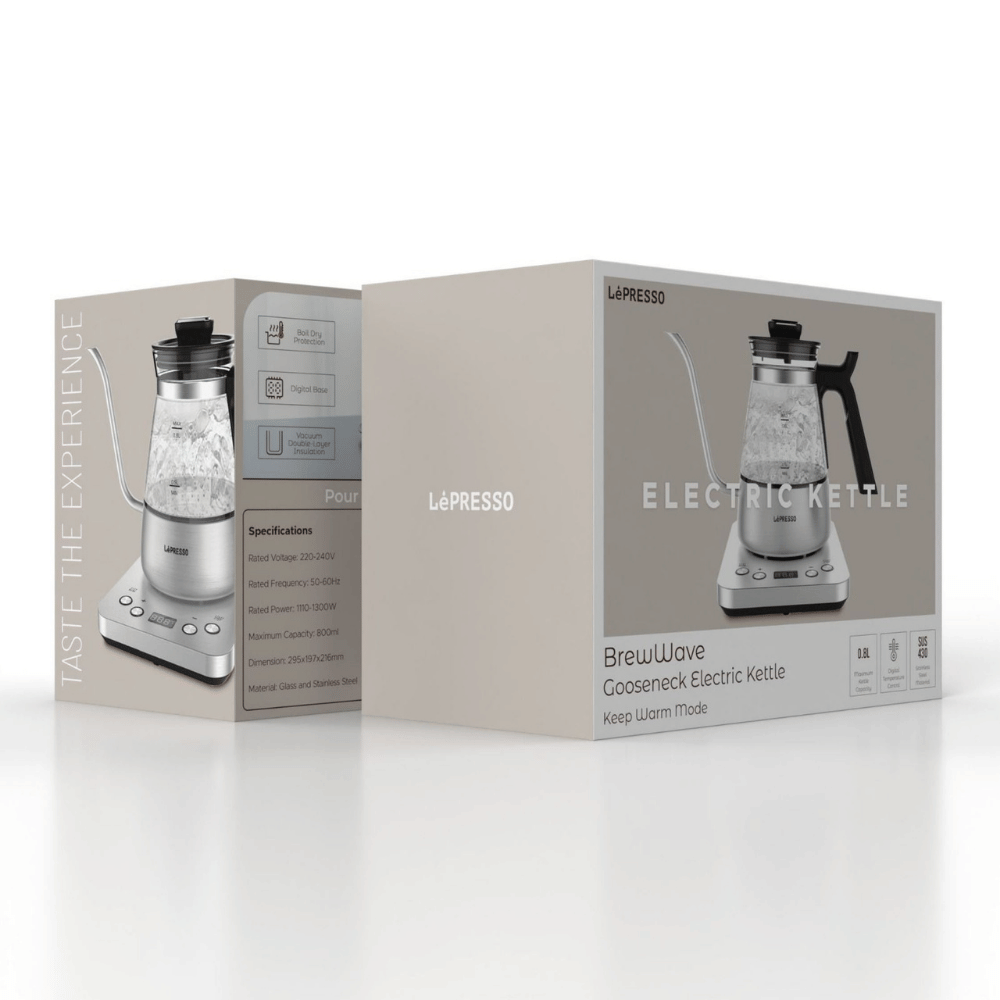 LéPRESSO BrewWave Gooseneck Electric Kettle 0.8L Temperature Control