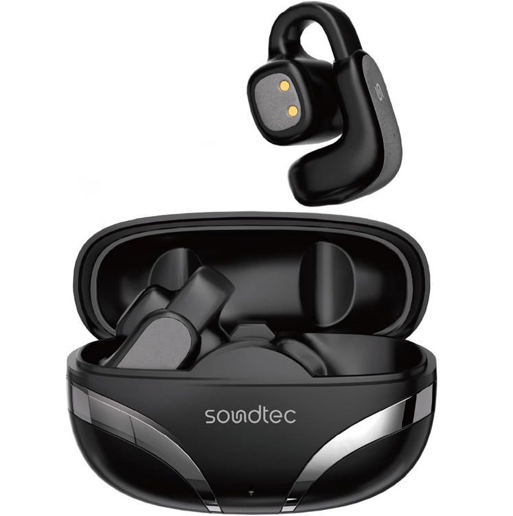 Porodo Soundtec Flexfit Open-Ear Clip-On Wireless Earbuds - Black -