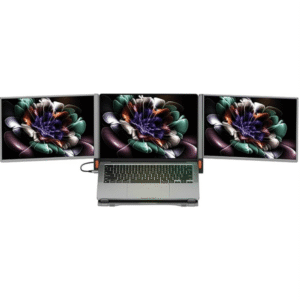 Powerology For 12" to 15.6" Portable Dual Screen Monitor - MST/SST Dual 1080p windows and MacOS - Grey